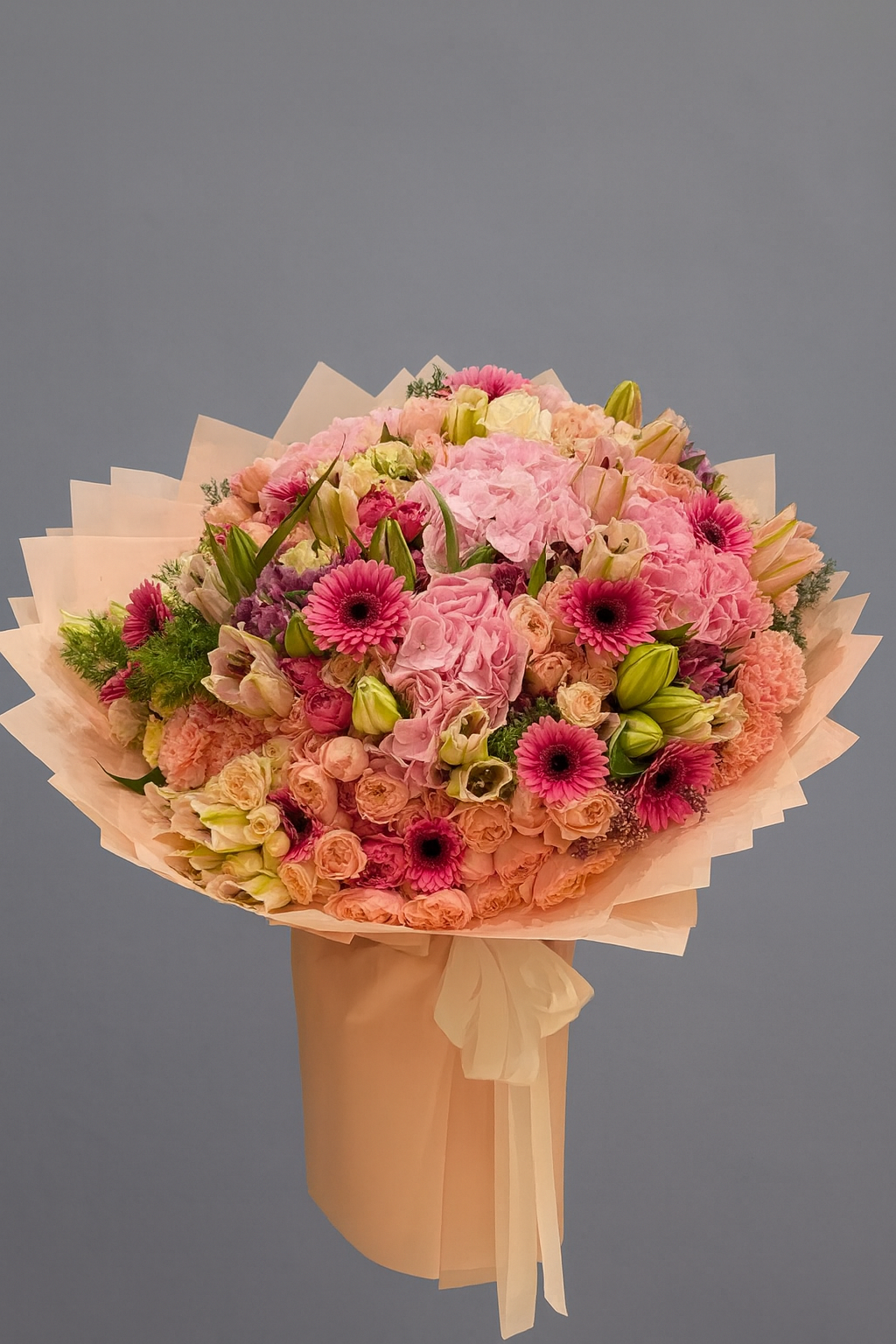 Peach Pink Mixed Flower Bouquet