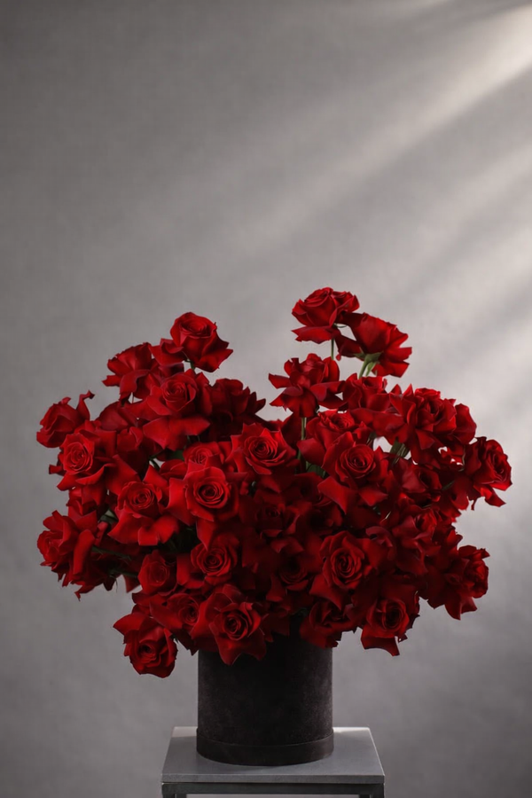 Double Heart Red Roses Sculpture